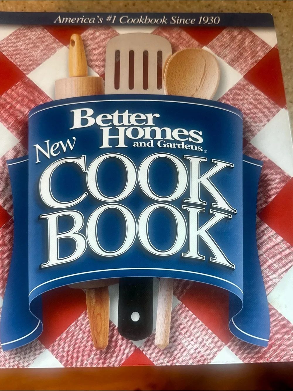 Better Homes And Gardens Blue Cover Cookbook with Red Checkered Pattern
